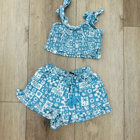 Volcom shorts and cami blue set size kids 8/10 - Picture 2 of 6